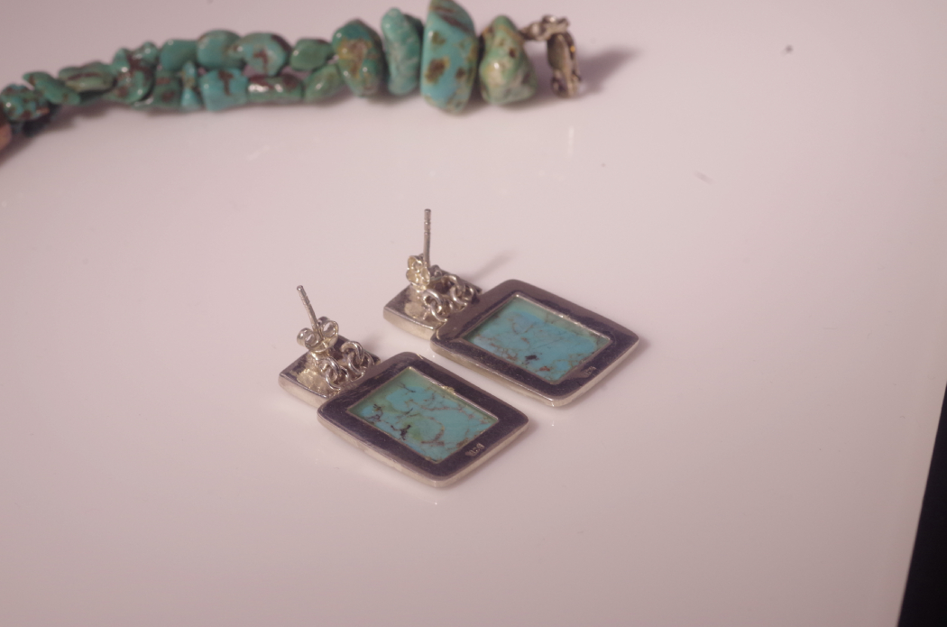Sterling Silver and Turquoise Bracelet and Earrings