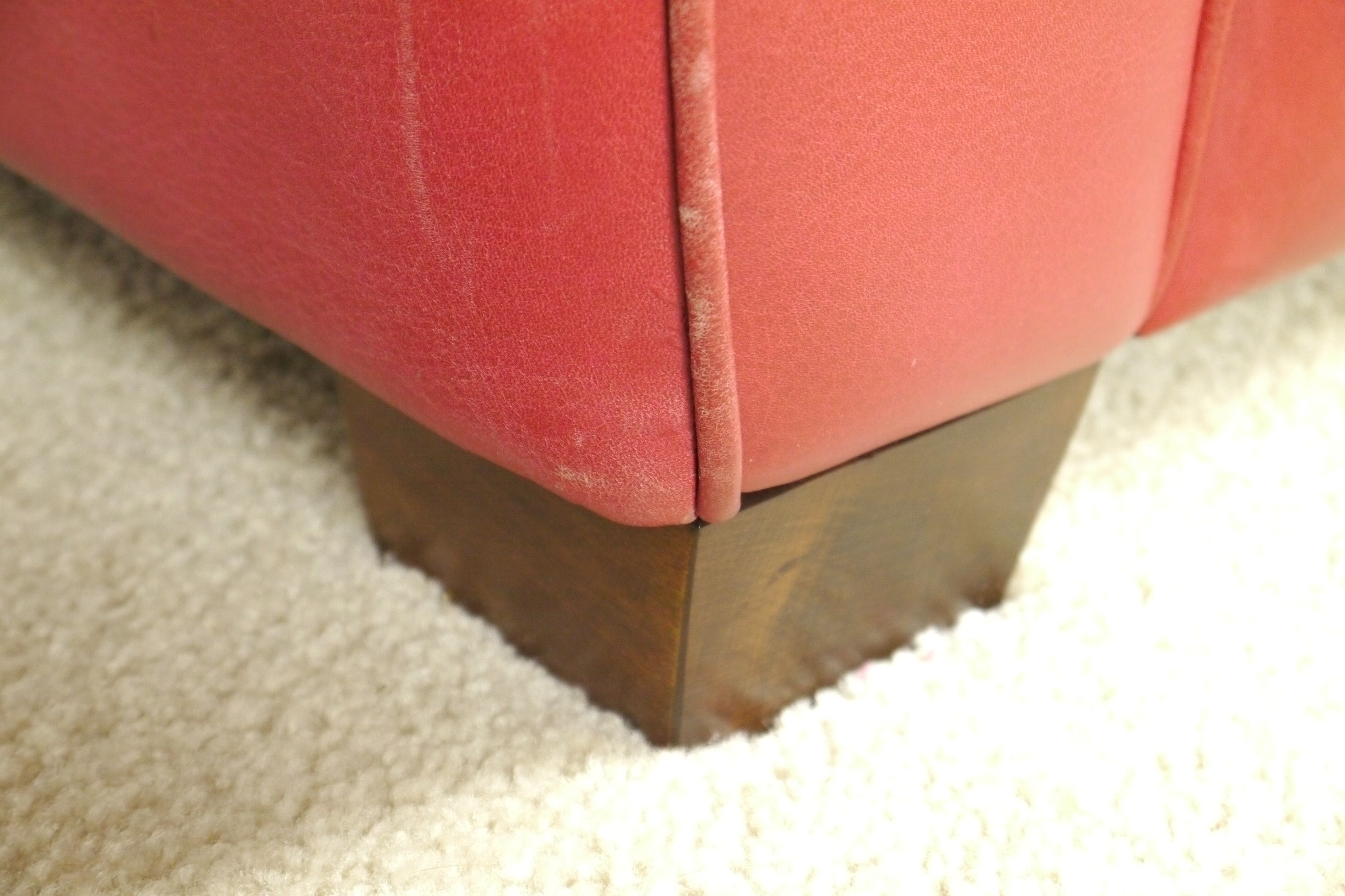 Red Leather Armchair and Ottoman by Natuzzi