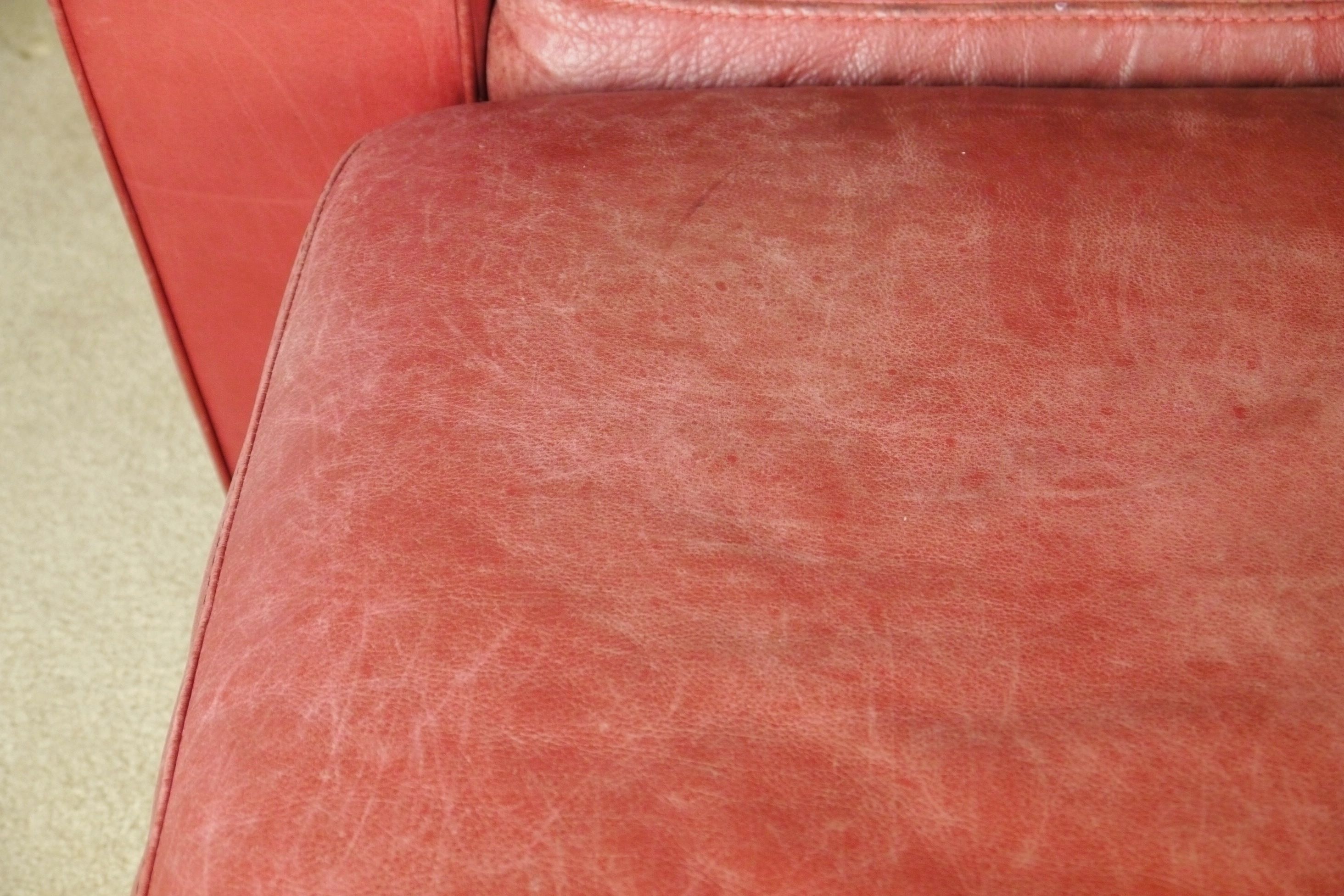 Red Leather Armchair and Ottoman by Natuzzi