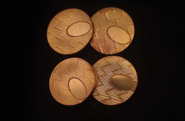 Gold Cuff Links with 10K Tops