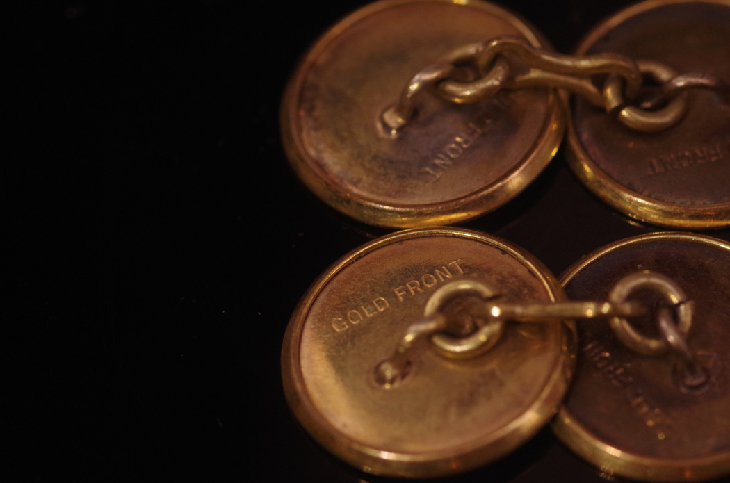 Gold Cuff Links with 10K Tops