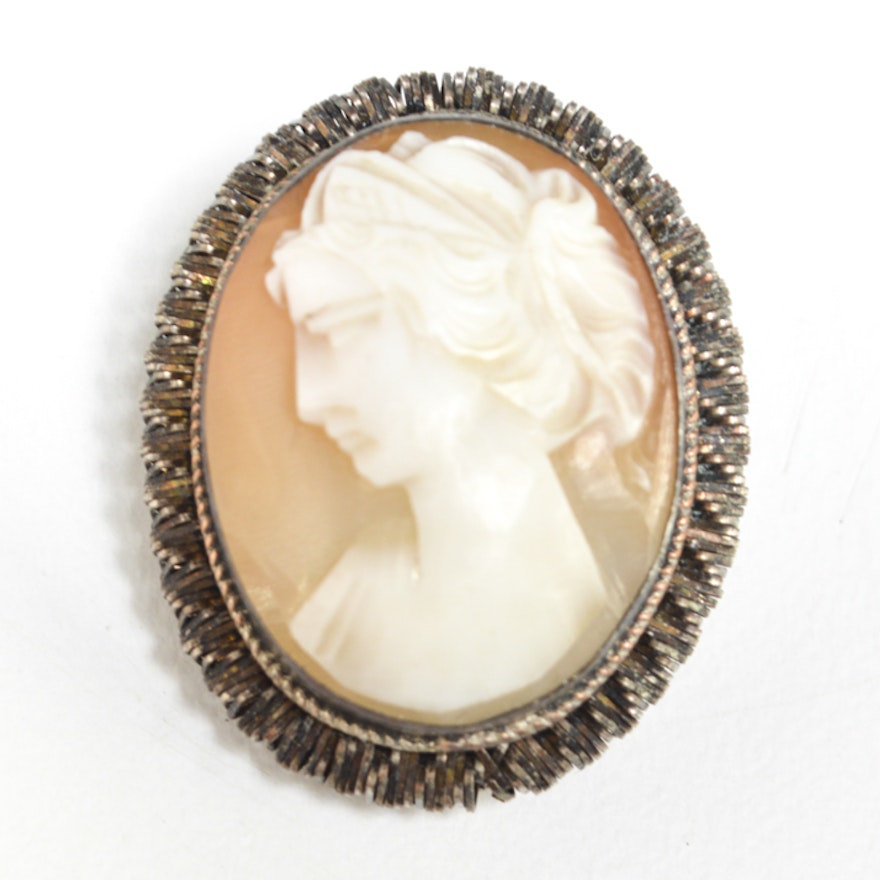 Sterling Silver Carved Shell Cameo