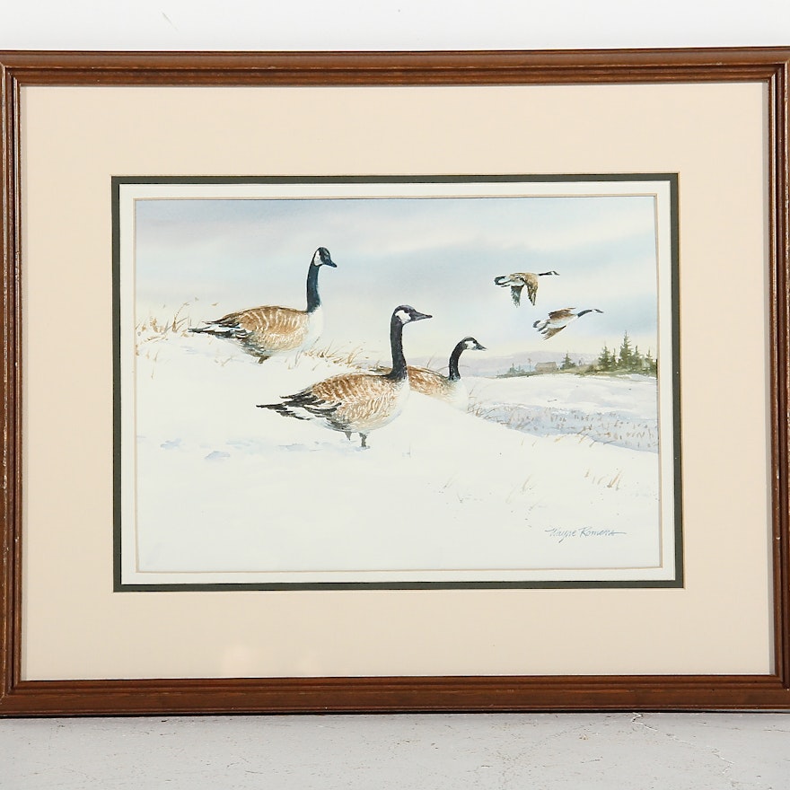 Canada Geese Original Watercolor Painting by Wayne Romans