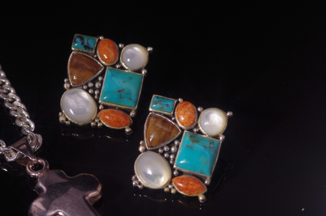 Sterling Silver Earrings and Cross with Bracelet