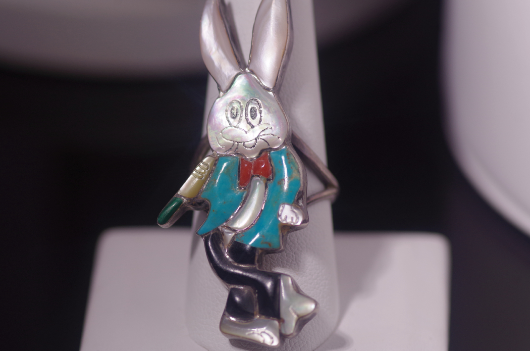 Sterling Bugs Bunny Ring, Choker Bow Tie Necklace and Earrings