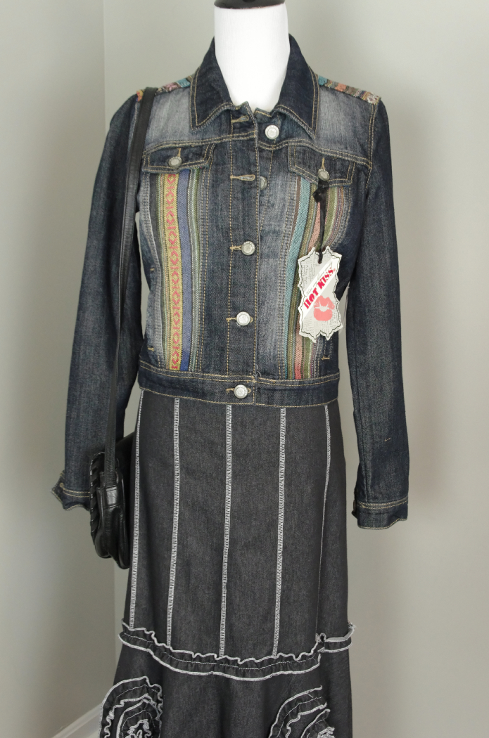 Designer Denim Outfit with Svetlana Skirt and Hot Kiss Jacket