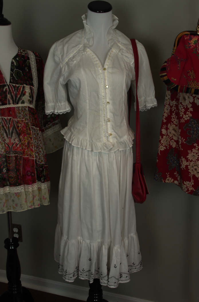 Vintage Clothing and Purses in White and Red Tones