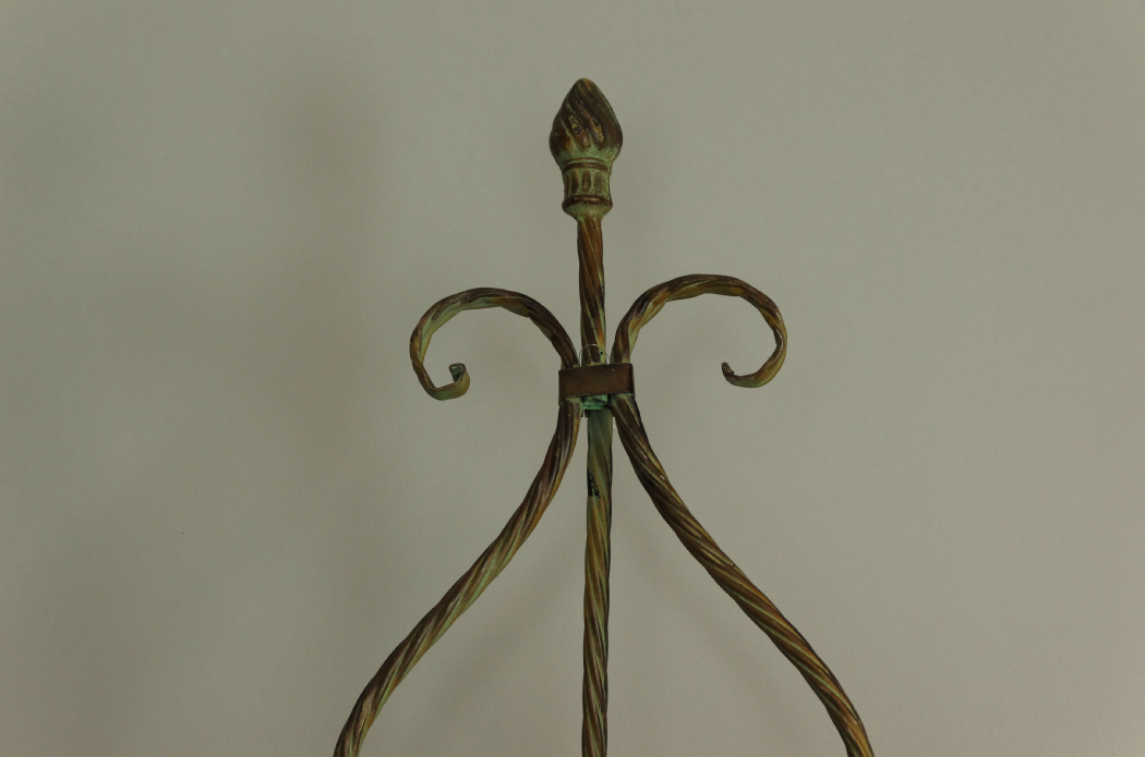 Vintage Wrought Iron Easel with Green & Gold Shabby Chic Finish