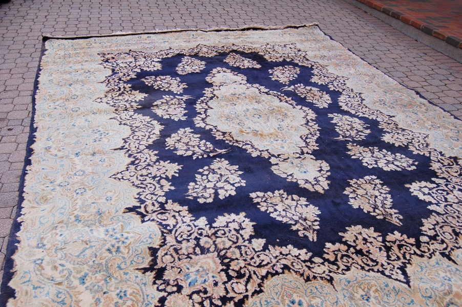 Large Navy and Gold Area Rug
