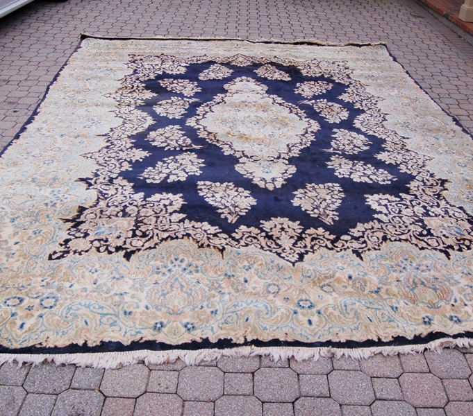 Large Navy and Gold Area Rug