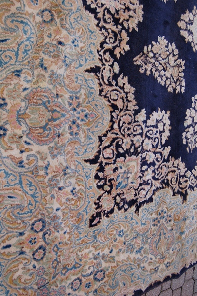 Large Navy and Gold Area Rug