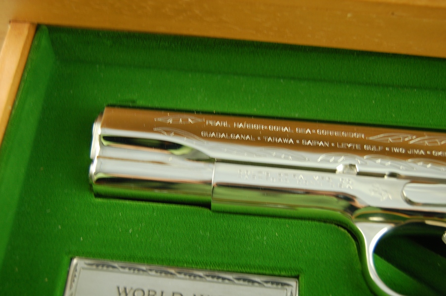 1911 Colt .45 WWII Commemorative Pistol in a Bamboo Like Case