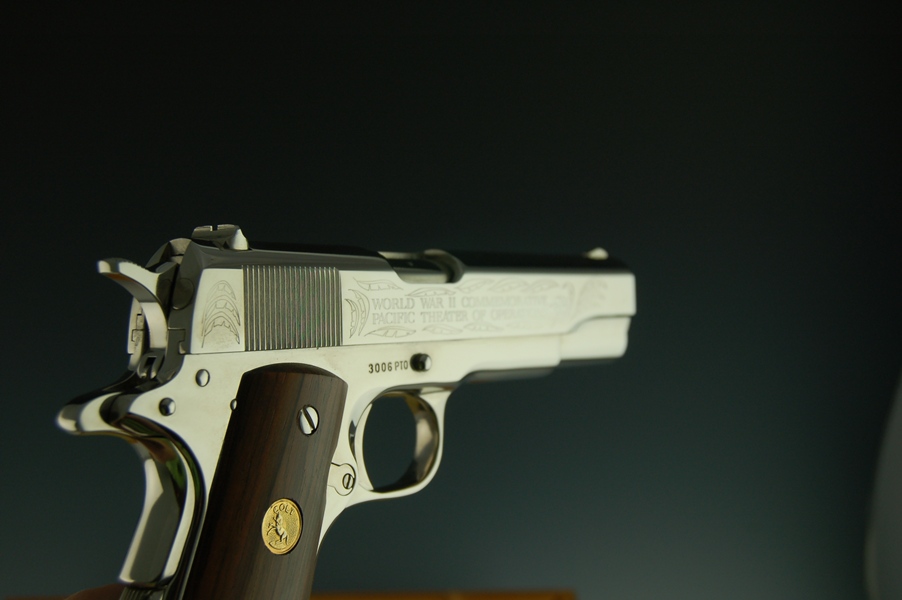 1911 Colt .45 WWII Commemorative Pistol in a Bamboo Like Case