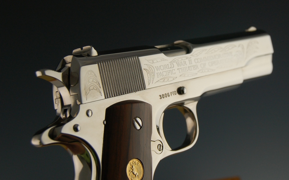 1911 Colt .45 WWII Commemorative Pistol in a Bamboo Like Case