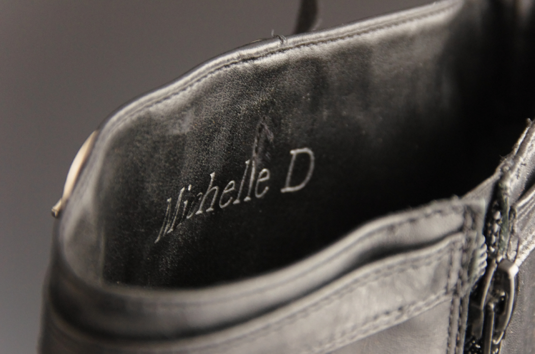 Michelle D Black Leather Boots and Coordinating Briefcase Purse