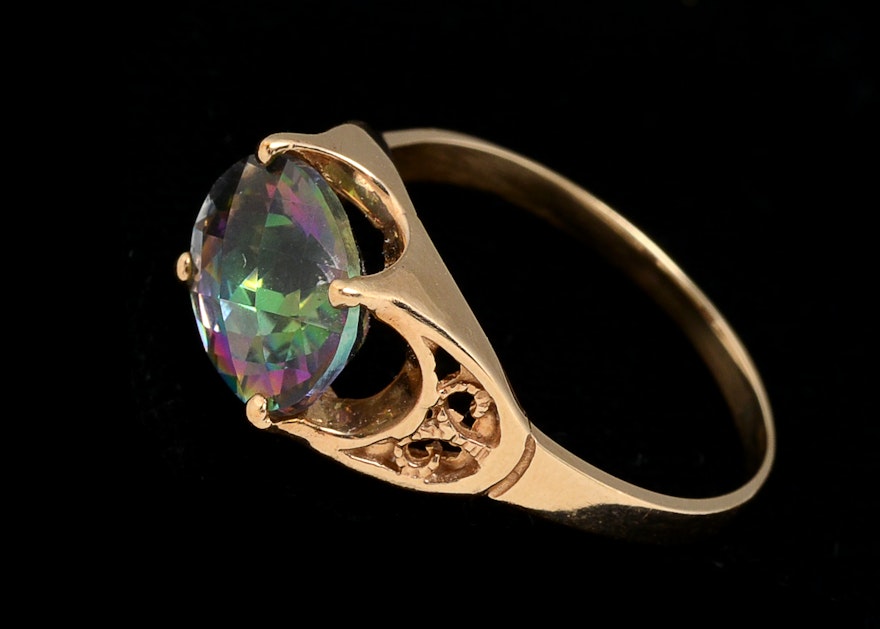 10 K Yellow Gold Mystic Topaz Ring