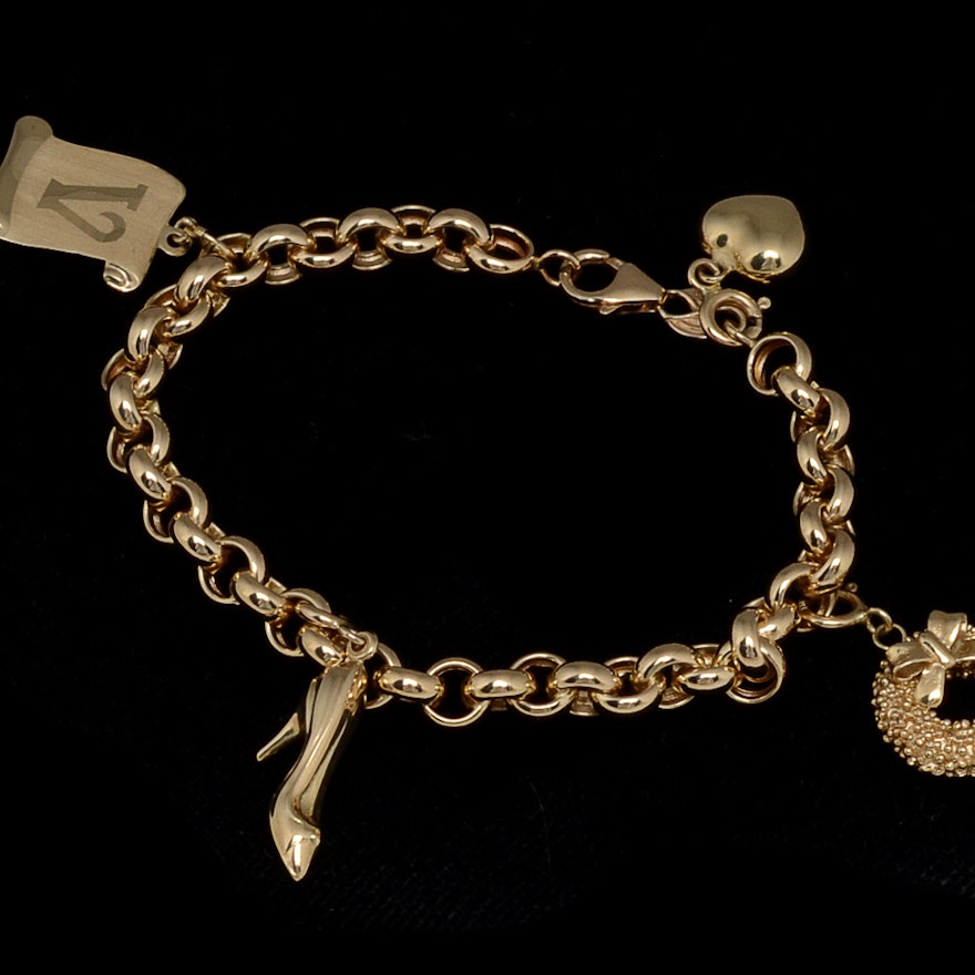 14 K Yellow Gold Charm Bracelet
