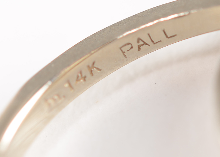 1950s Vintage 14 K White Gold and Diamond Wedding Ring Set