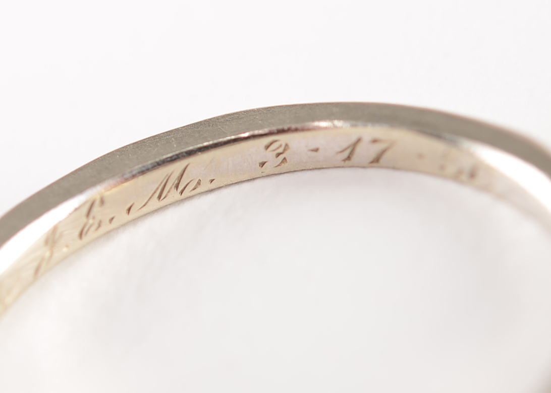 1950s Vintage 14 K White Gold and Diamond Wedding Ring Set