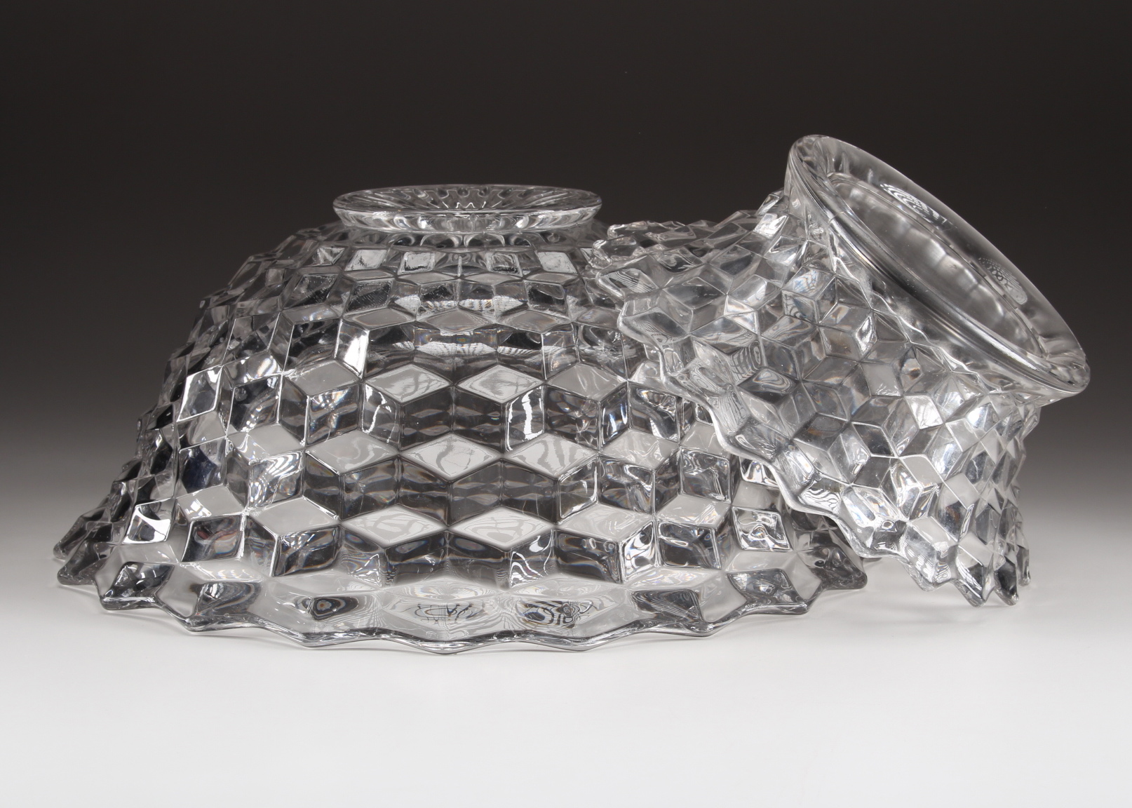 Fostoria Early American Punch Crystal Punch Bowl and Stand.