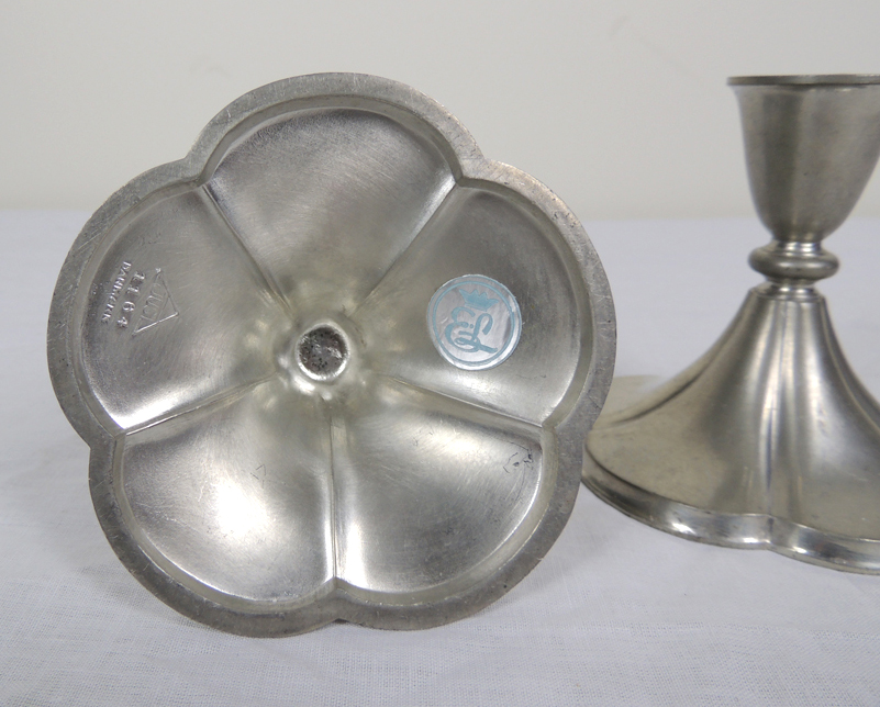 Seth Thomas Mantel Alarm Clock and Pewter Candle Holders