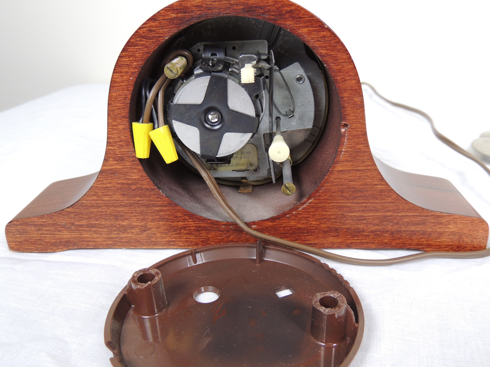 Seth Thomas Mantel Alarm Clock and Pewter Candle Holders