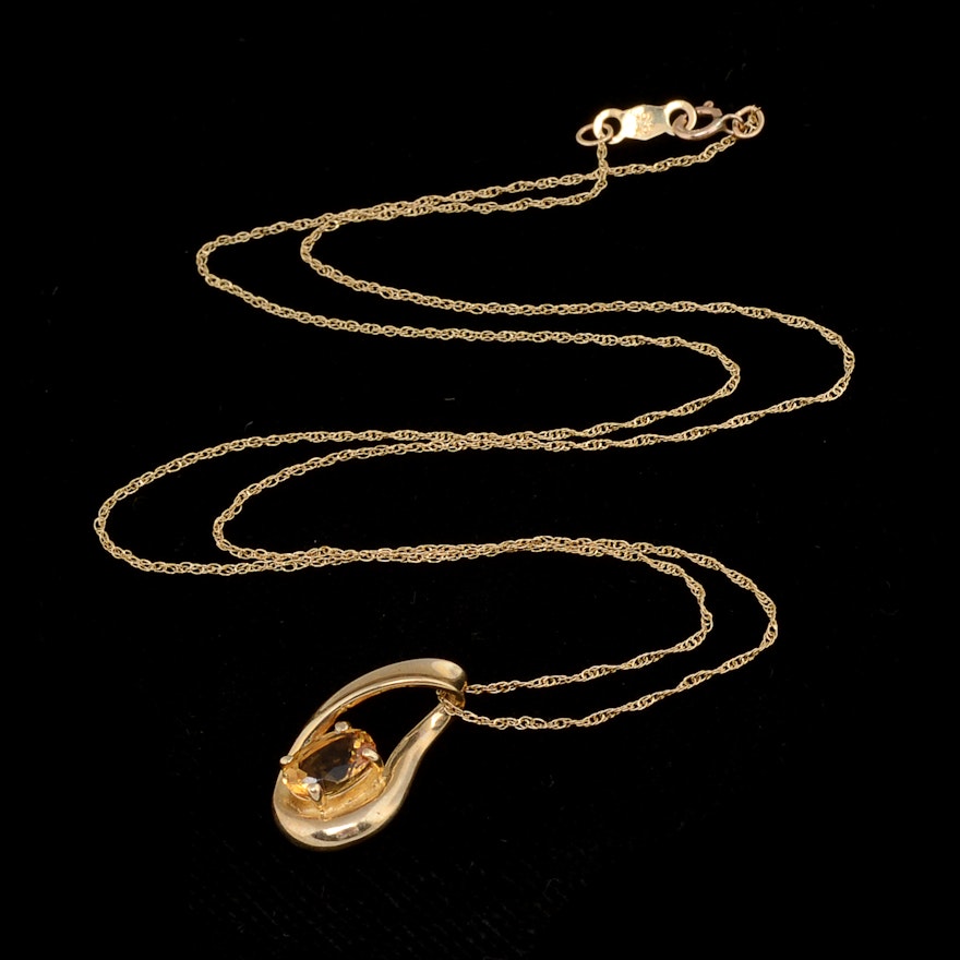 10 K Yellow Gold Citrine Necklace