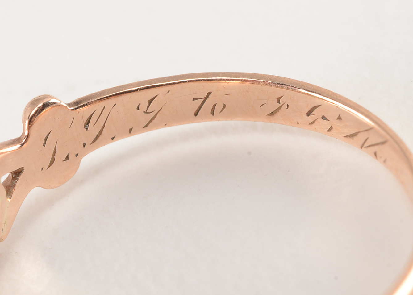 Victorian 14K Rose Gold Emerald and Diamond Openwork Ring