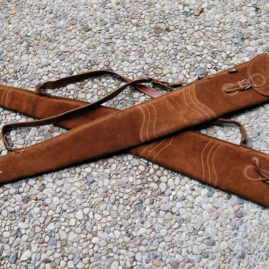 Pair of Farlows Suede Gun Cases With Sherpa Like Lining