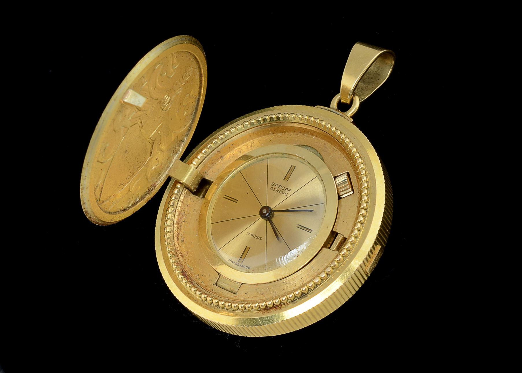18 K Yellow Gold Swiss Schweiz Svizzera Coin Pocket Watch Pendant