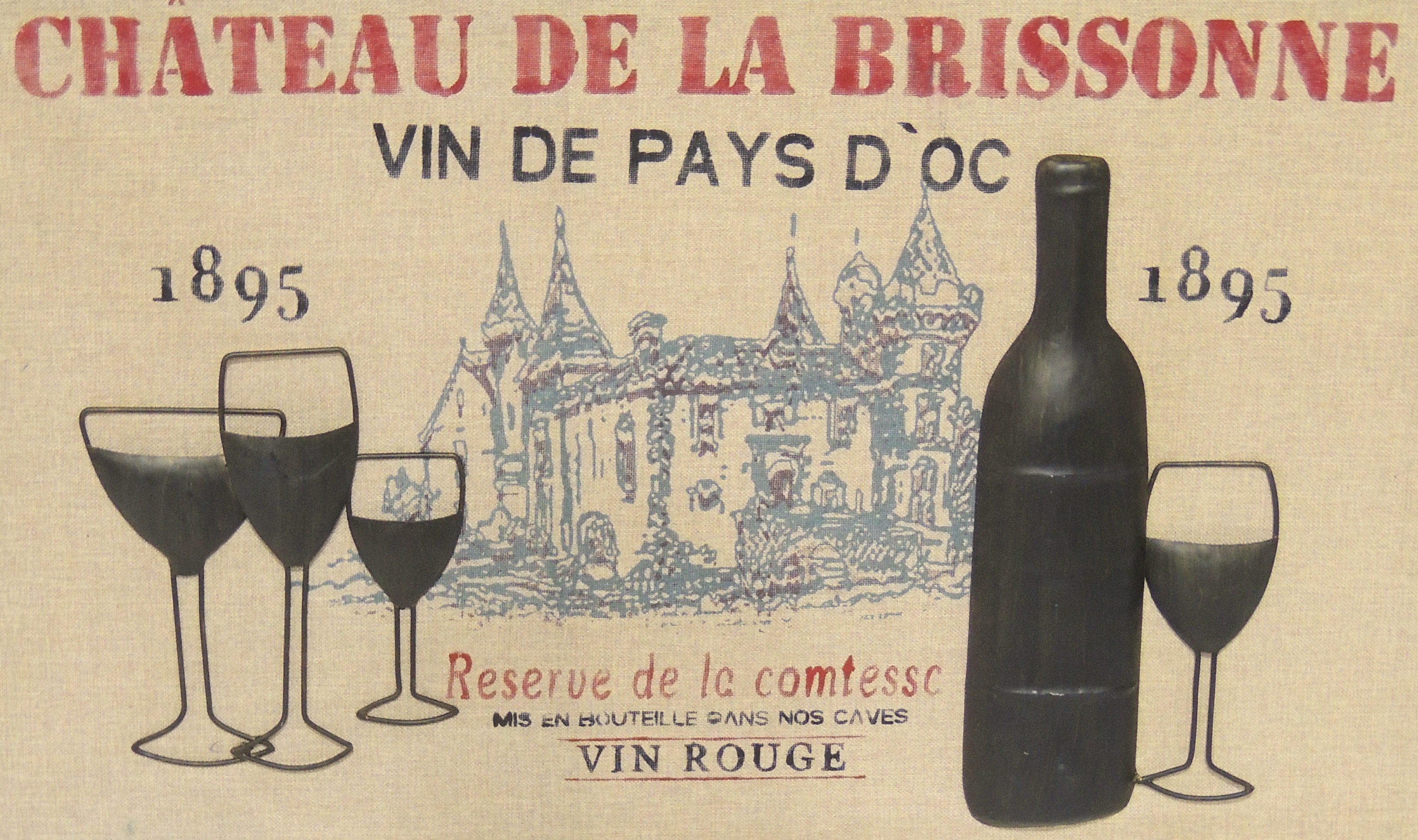 Vinyard Theme Canvas and Metal Contemporary Art Piece