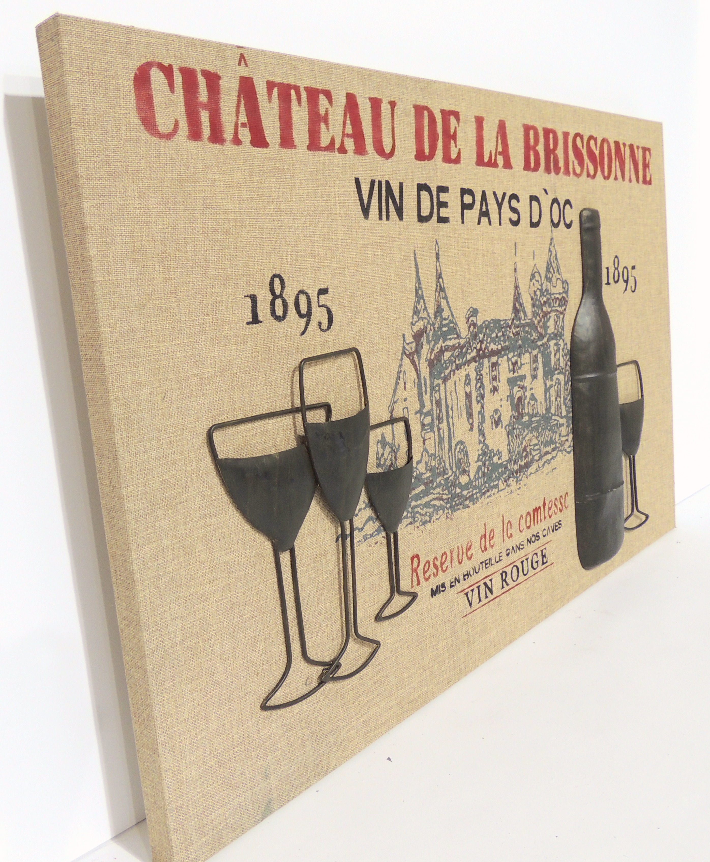 Vinyard Theme Canvas and Metal Contemporary Art Piece