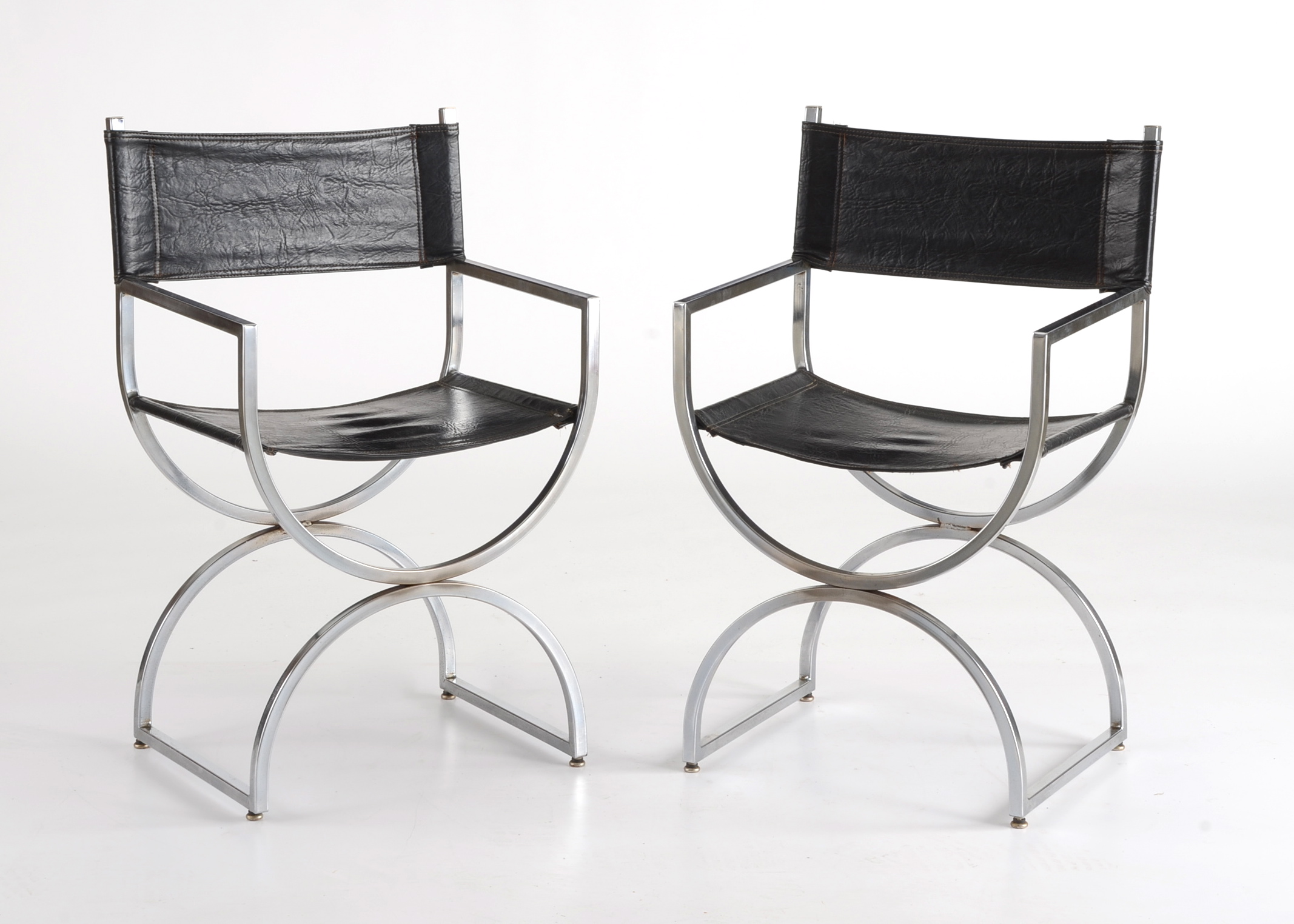 Pair of Mid-Century Curule Form Chairs