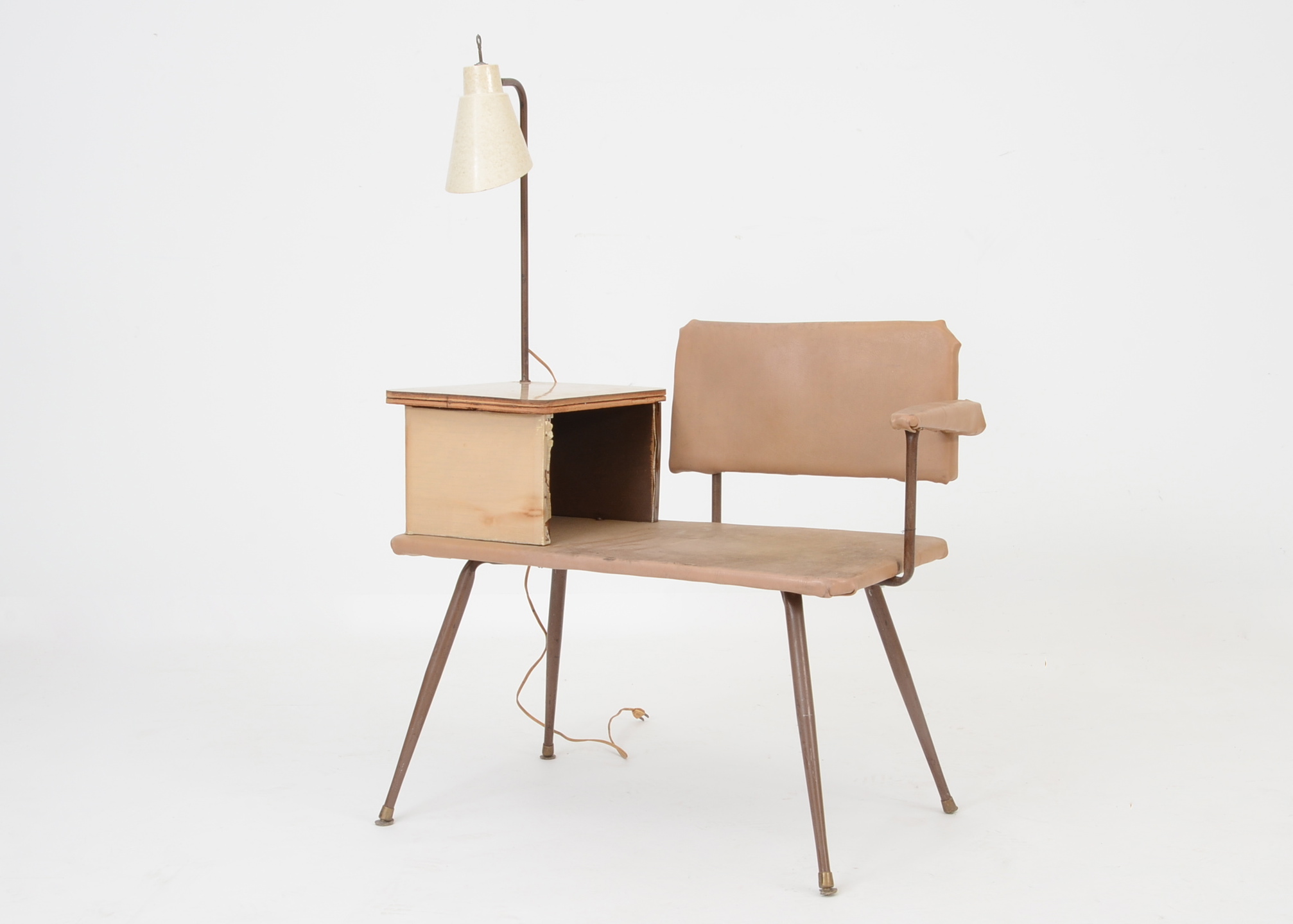 Mid Century Modern Telephone Table and Gossip Bench