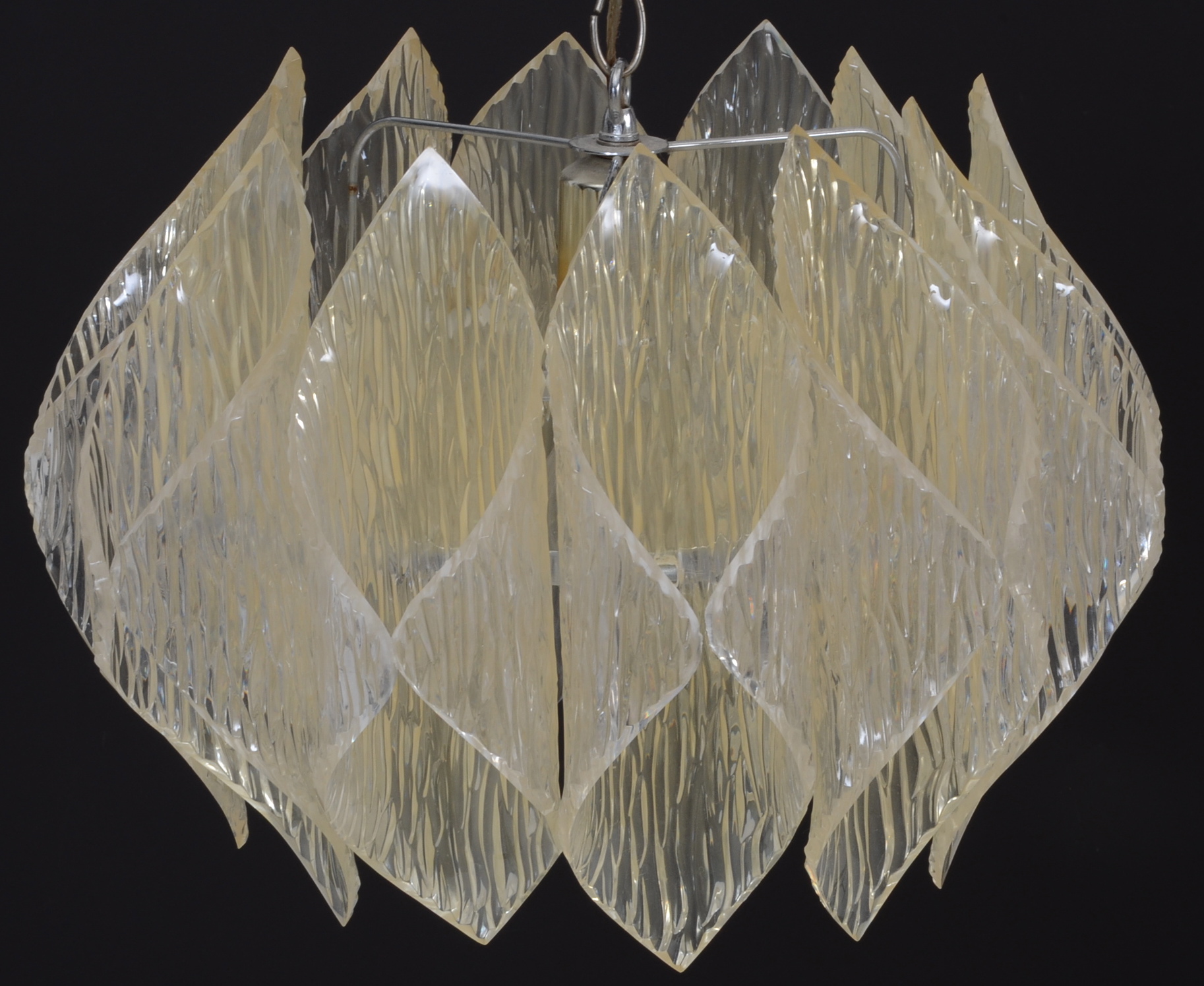 Mid Century Modern Folded Lucite "Origami" Ceiling Light Fixture