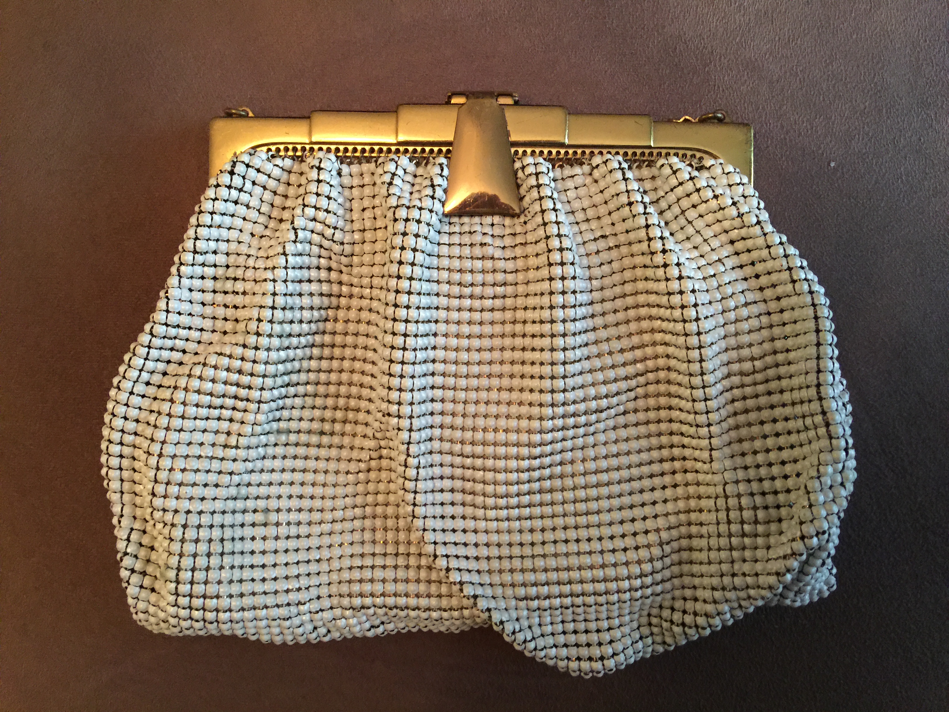 Antique Enameled Chain Metal Purse, Circa 1900