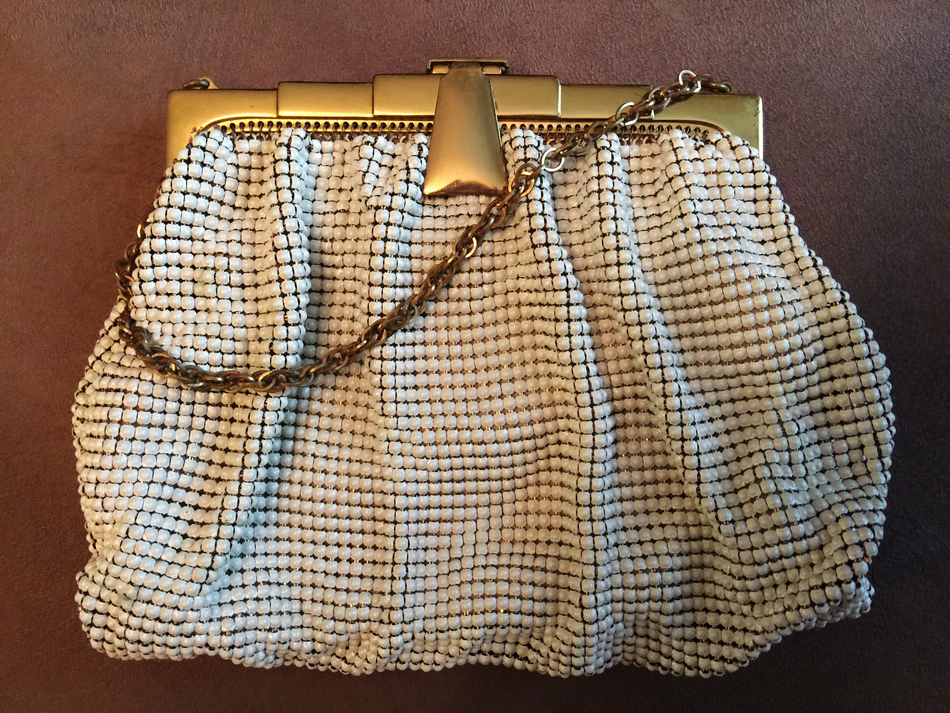 Antique Enameled Chain Metal Purse, Circa 1900