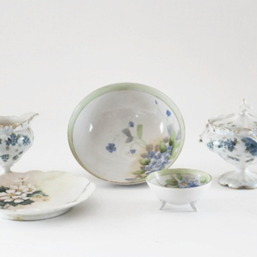 Five Piece Nippon Three Footed Bowls and More