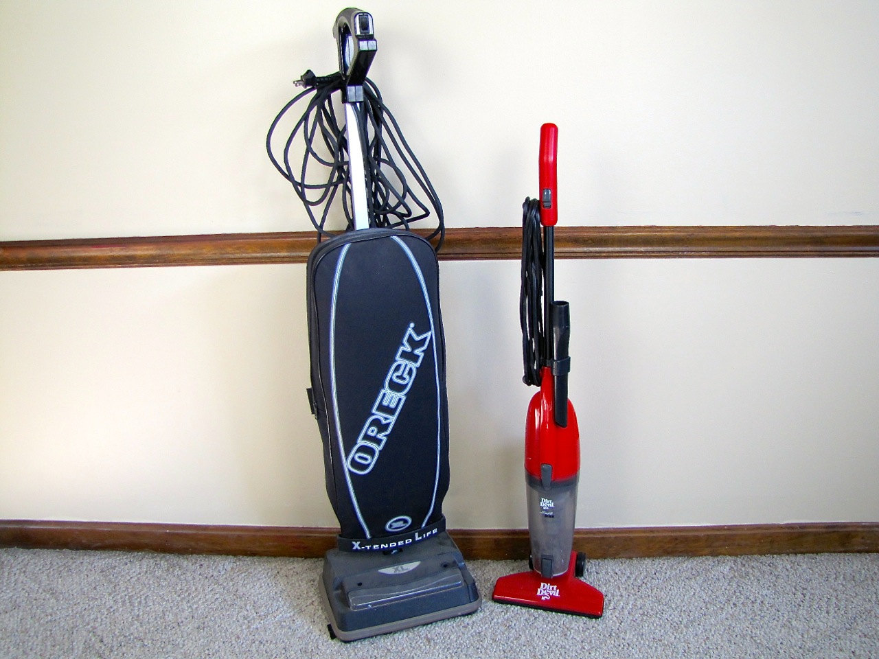 Oreck XL and Dirt Devil Upright Vacuum Floor Cleaners