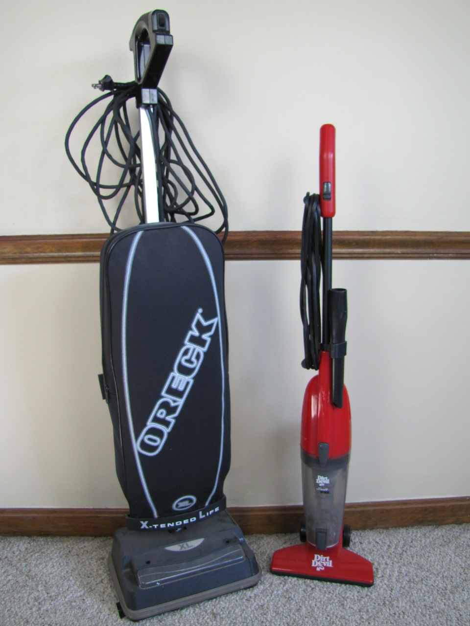 Oreck XL and Dirt Devil Upright Vacuum Floor Cleaners