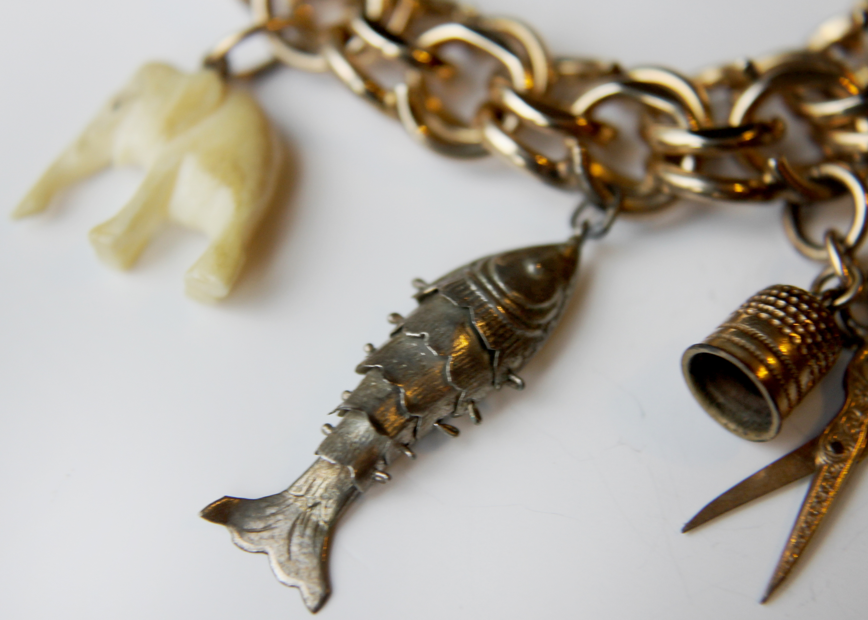 Vintage 12K GF Winard Charm Bracelet with Ten Unique Charms