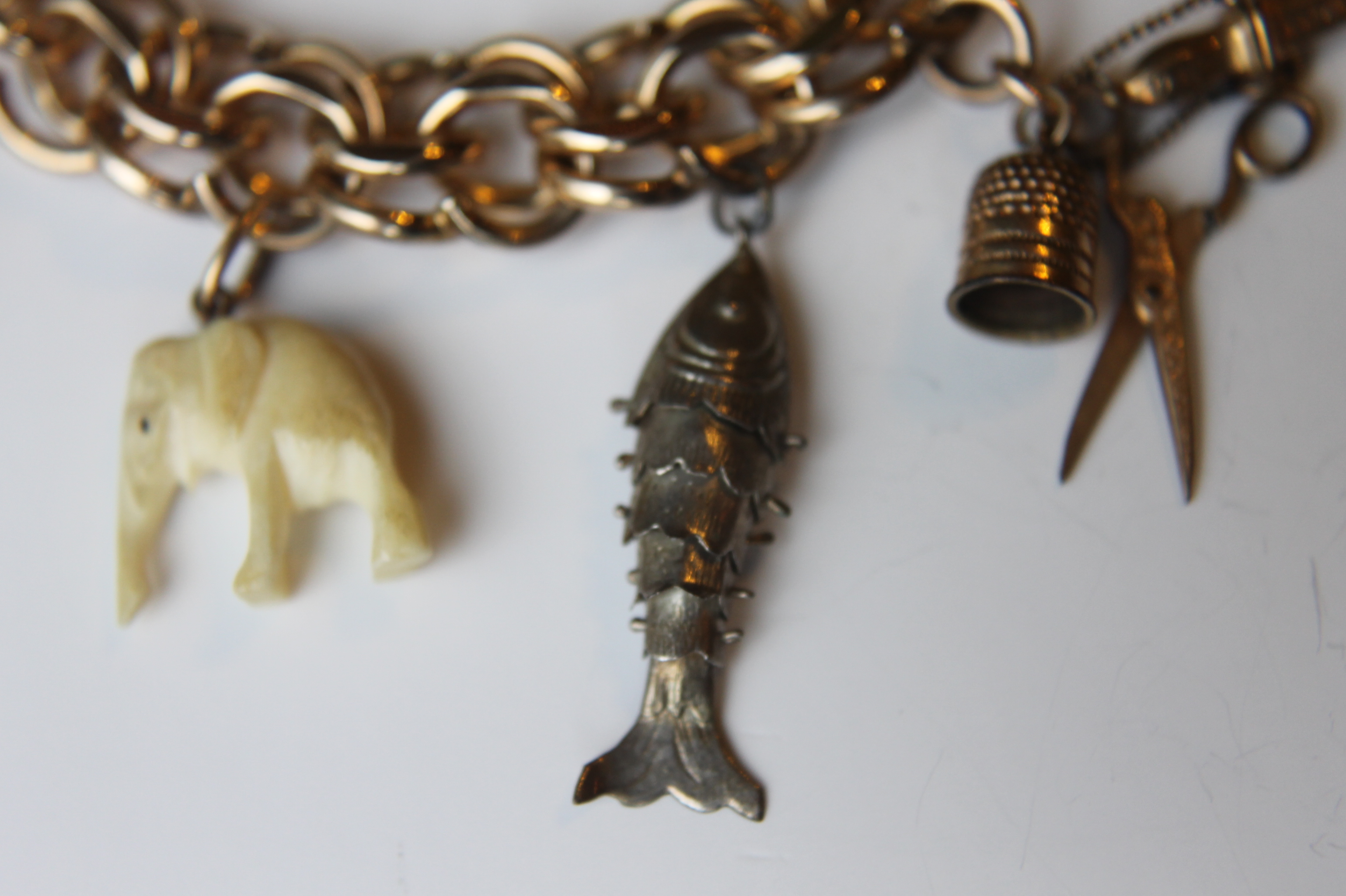 Vintage 12K GF Winard Charm Bracelet with Ten Unique Charms