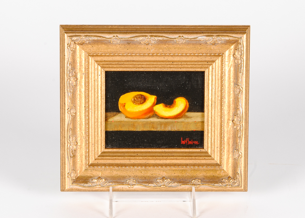Original Bert Beirne Oil on Panel "Peach Half and Slice"