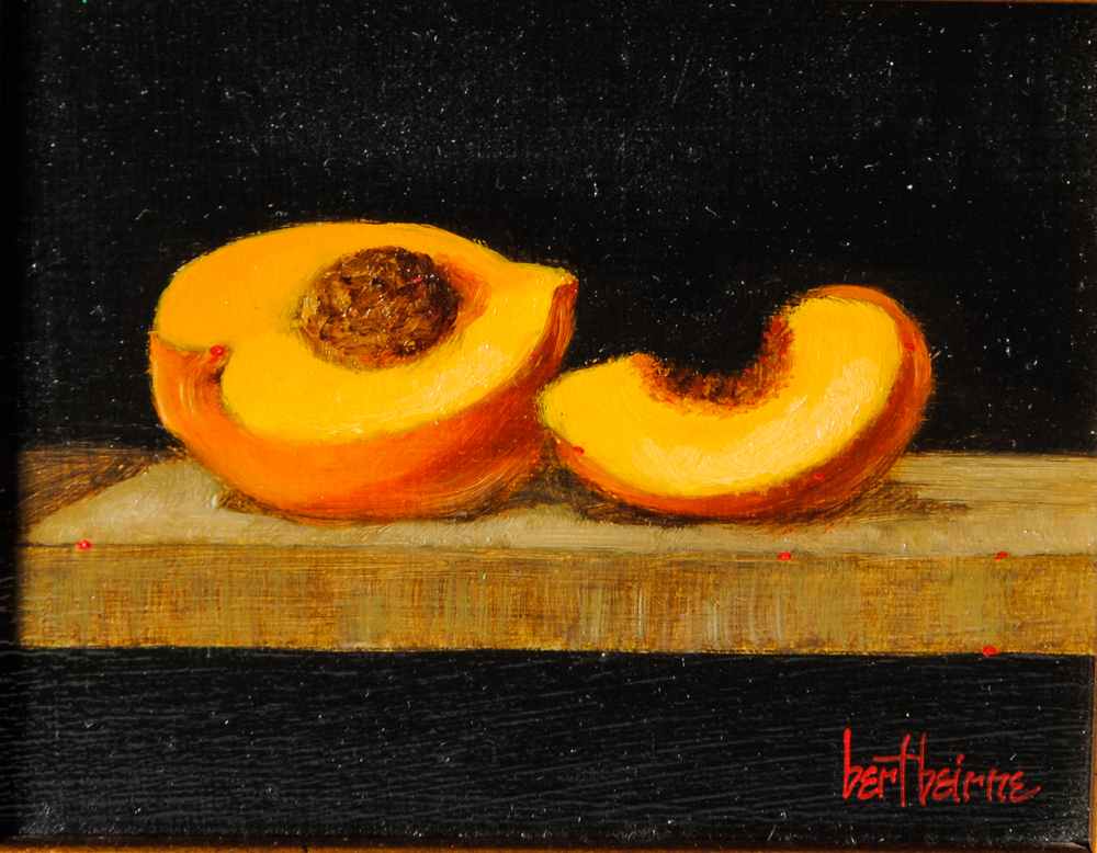 Original Bert Beirne Oil on Panel "Peach Half and Slice"