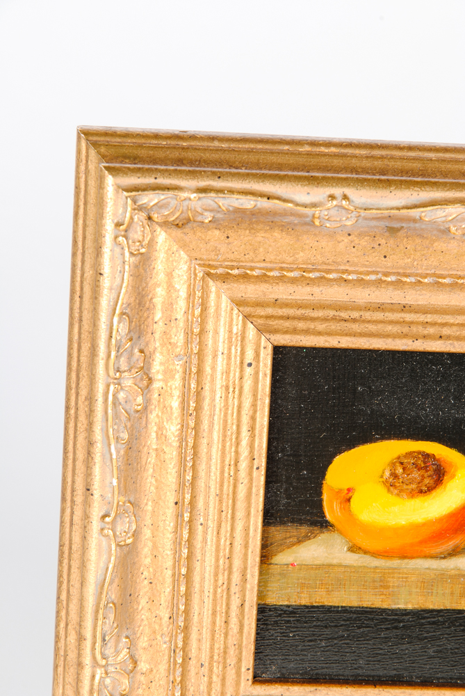 Original Bert Beirne Oil on Panel "Peach Half and Slice"