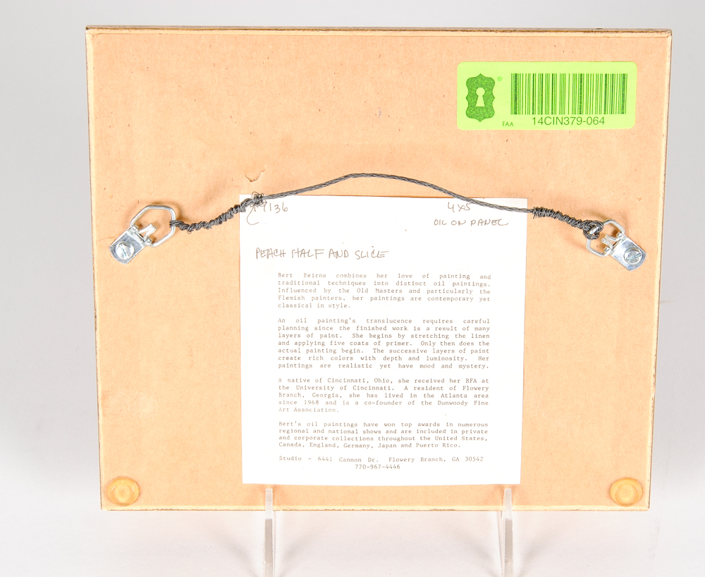 Original Bert Beirne Oil on Panel "Peach Half and Slice"