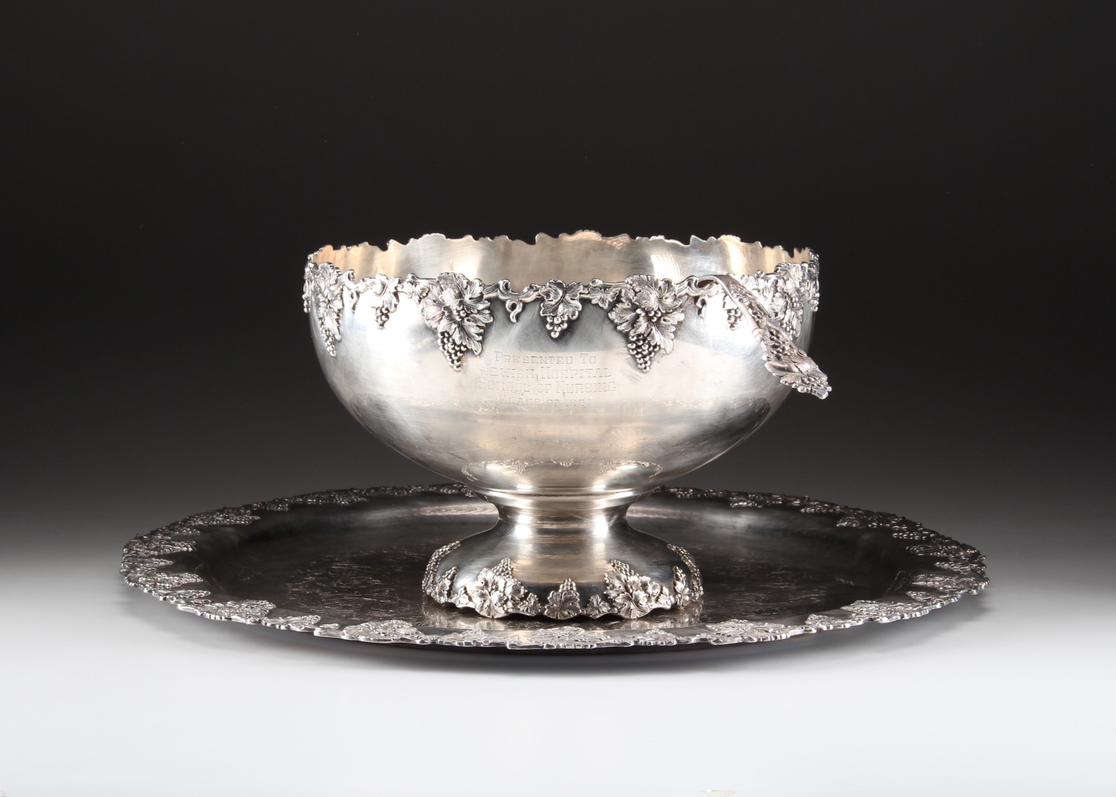 International Silver Co. Silver Plated Punch Bowl, Ladle & Tray