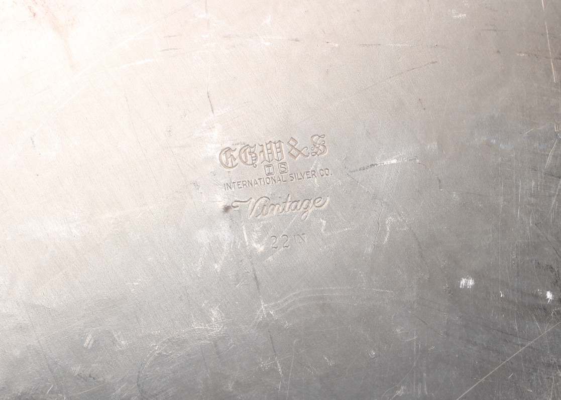 International Silver Co. Silver Plated Punch Bowl, Ladle & Tray