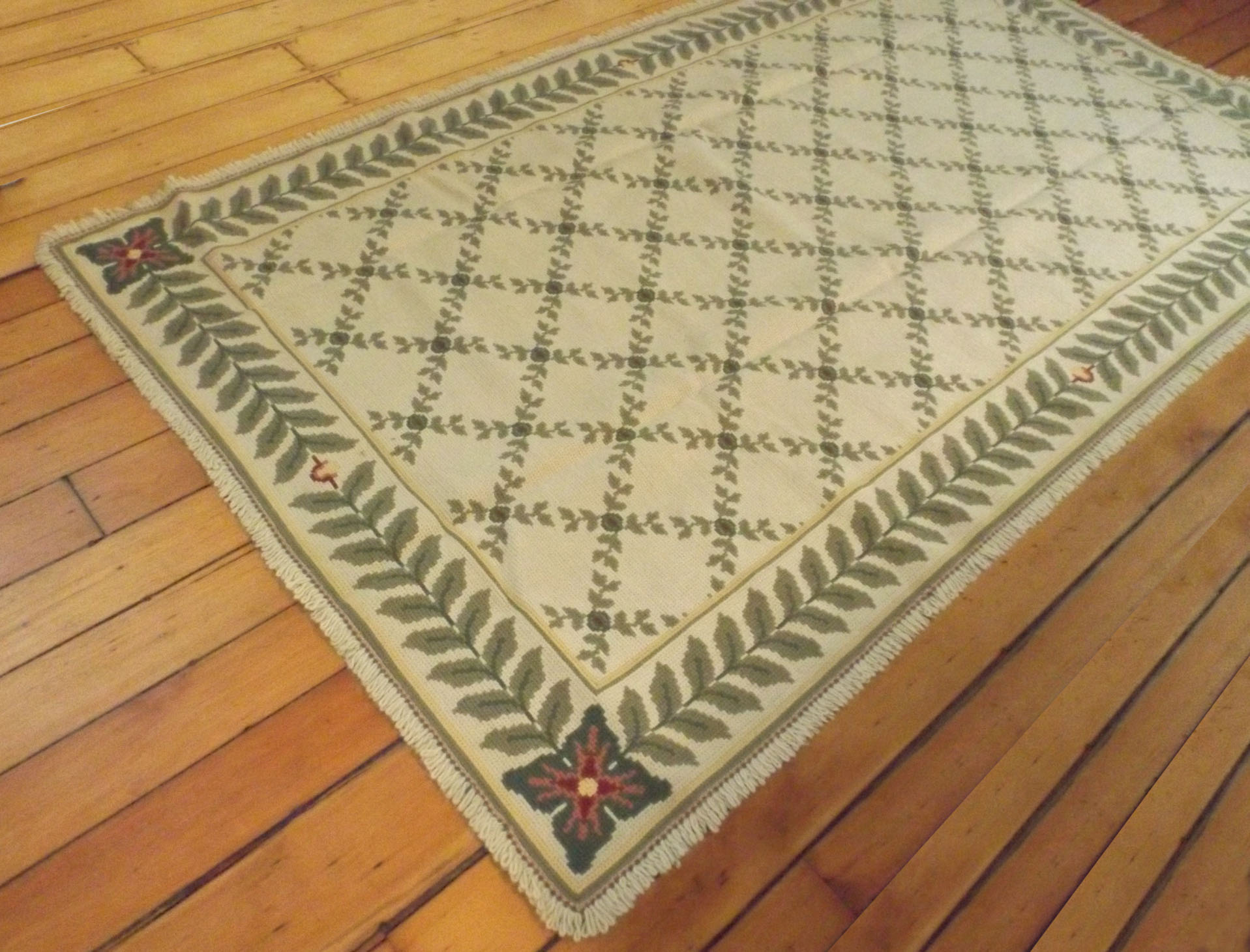 Vintage Arraiolos Portuguese Handmade Needlepoint Rug
