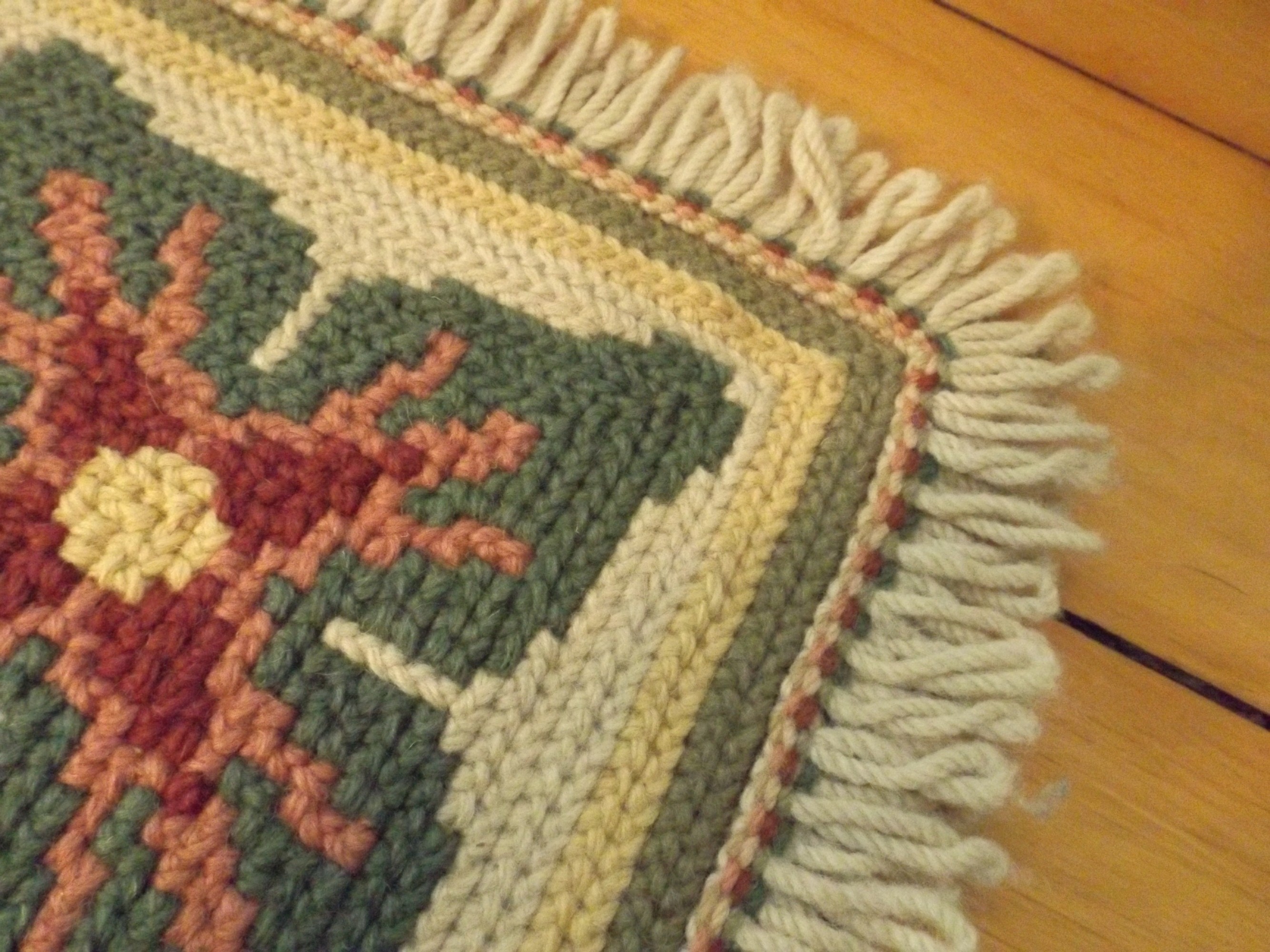 Vintage Arraiolos Portuguese Handmade Needlepoint Rug